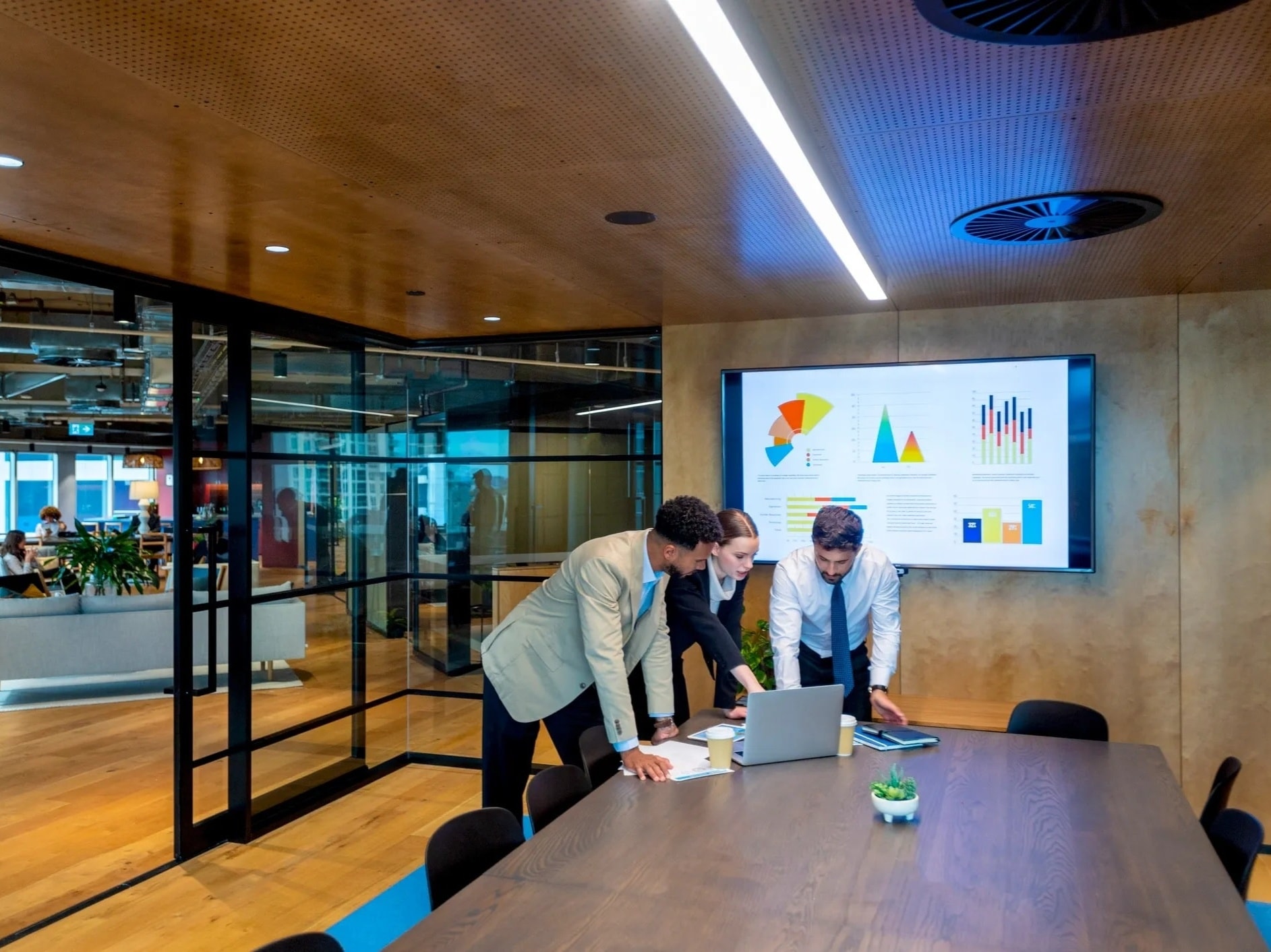 Business team reviewing a digital strategy in a workshop